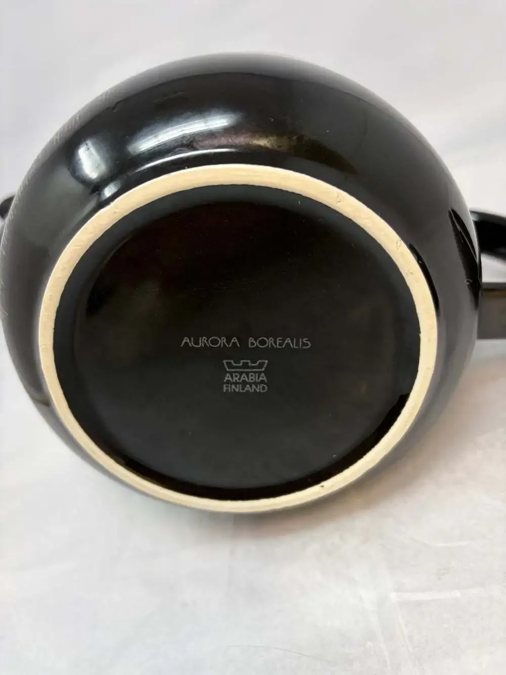 Vintage Arabia Finland Aurora Borealis Black Ceramic Teapot by Inkeri Leivo